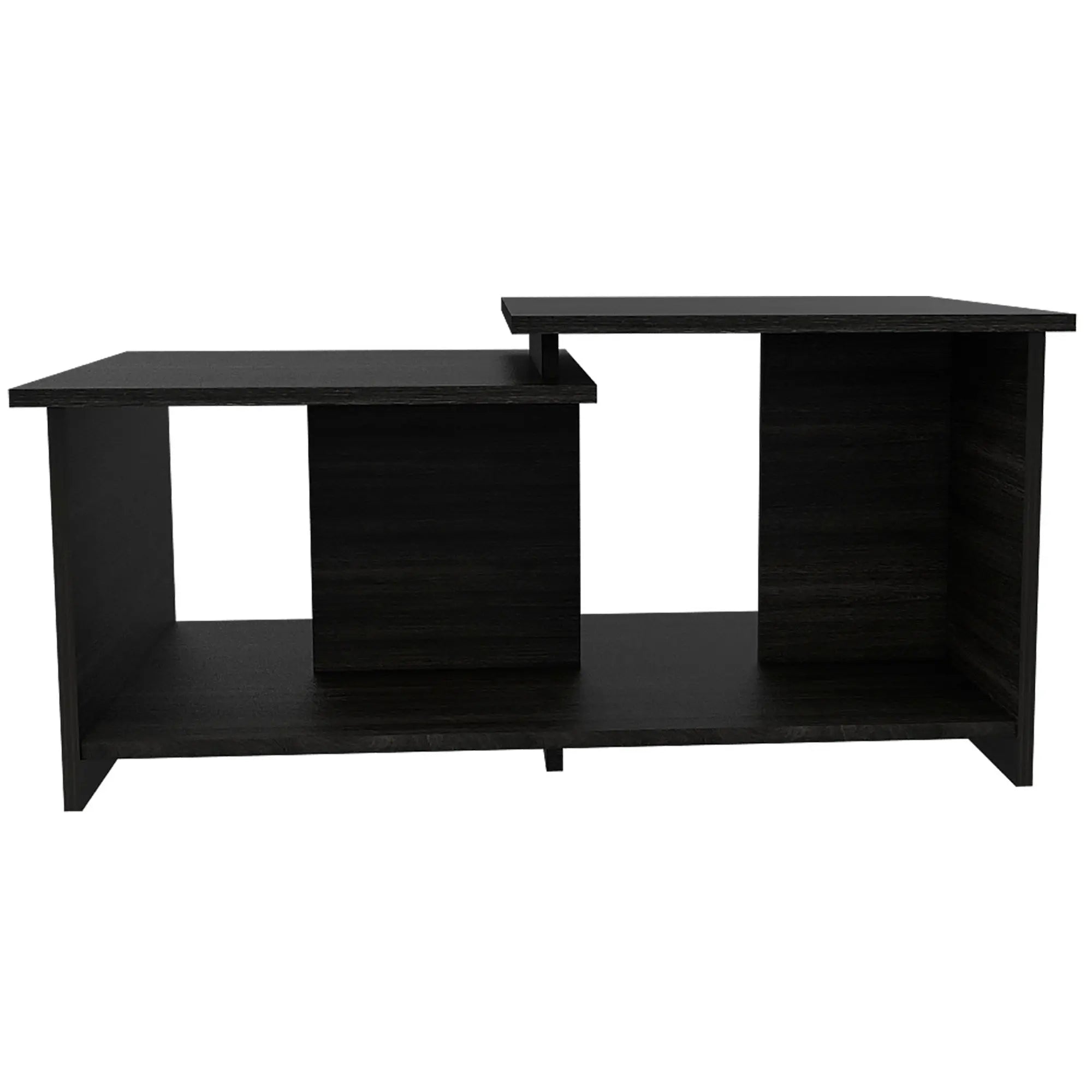 Set of Two Espresso and Black Wood Floor Shelf Furniture Set Homeroots Kitchen & Dining