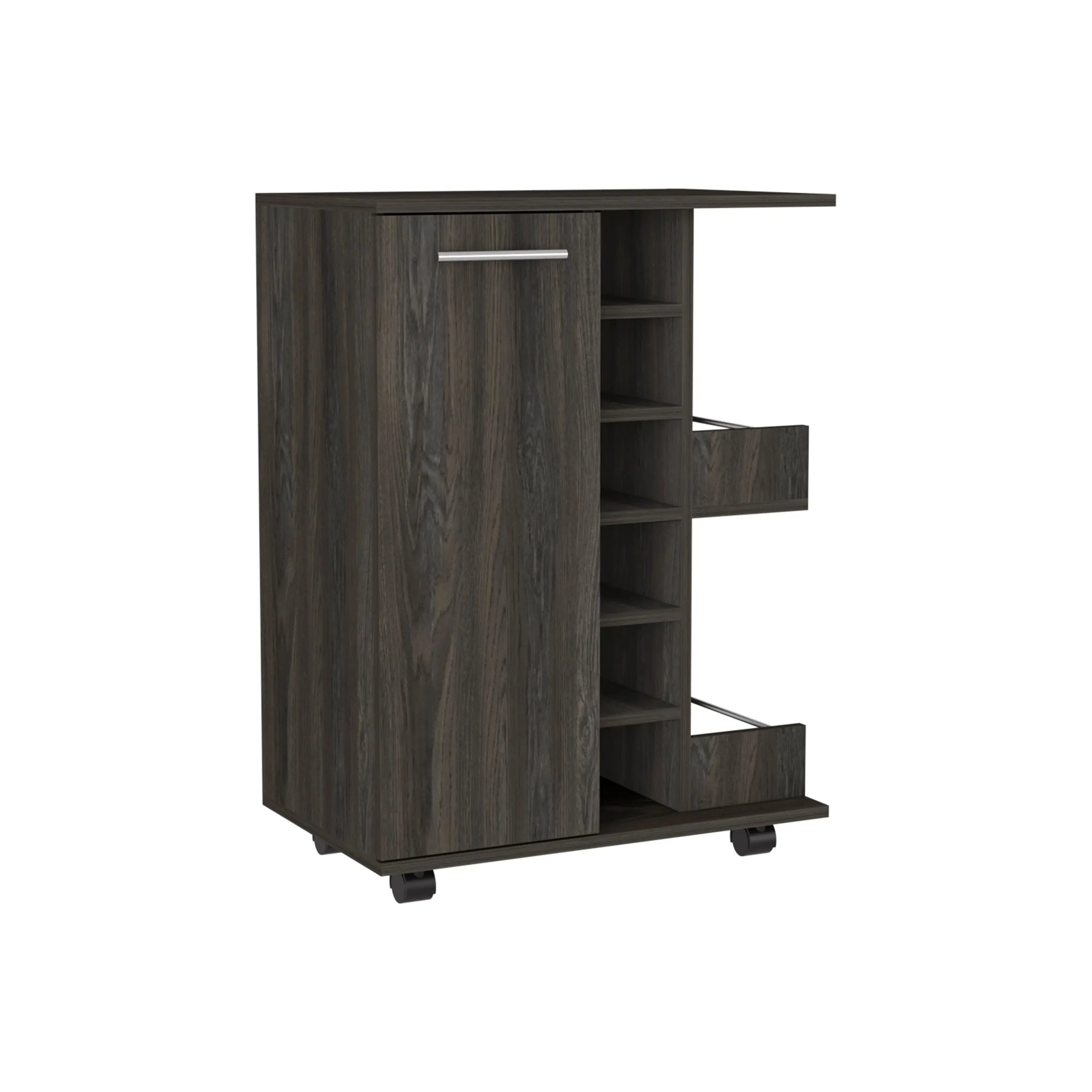 Set of Two Espresso and Black Wood Floor Shelf Furniture Set Homeroots Living Room