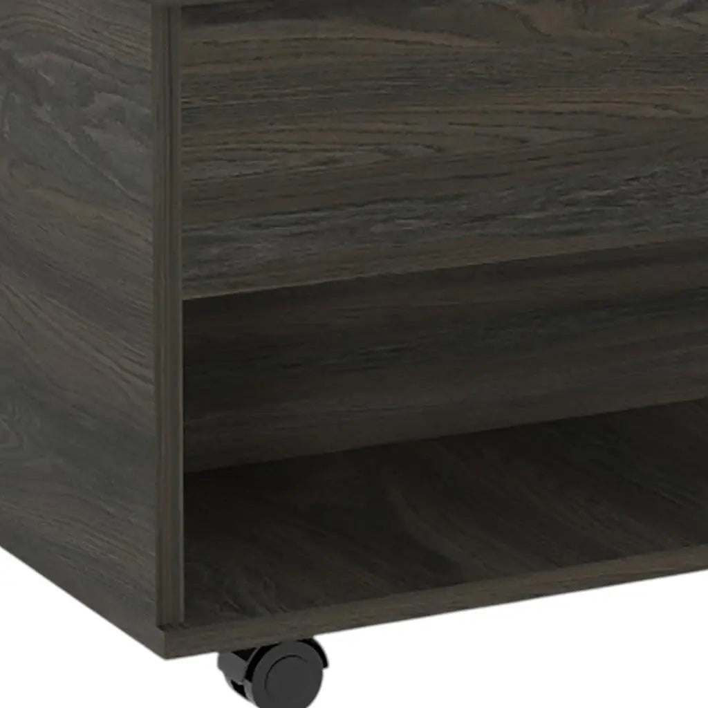 Set of Two Espresso and Black Wood Wheel Furniture Set Homeroots Kitchen & Dining