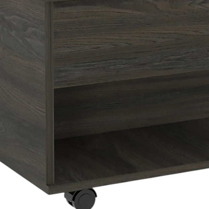 Set of Two Espresso and Black Wood Wheel Furniture Set Homeroots Kitchen & Dining