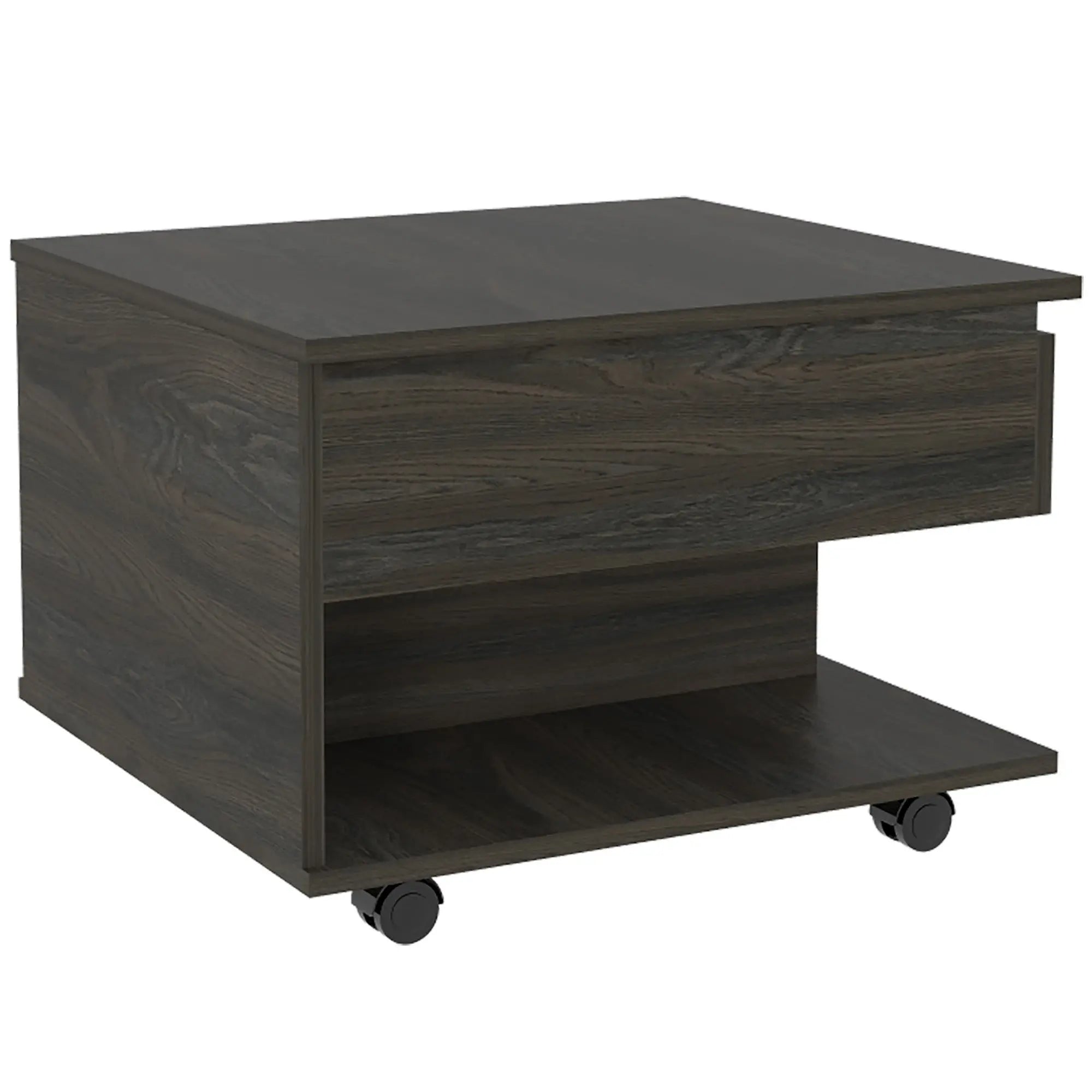 Set of Two Espresso and Black Wood Wheel Furniture Set Homeroots Kitchen & Dining