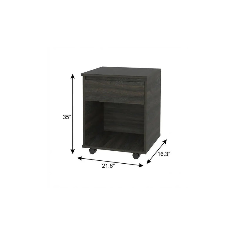 Set of Two Espresso and Black Wood Wheel Furniture Set Homeroots Kitchen & Dining