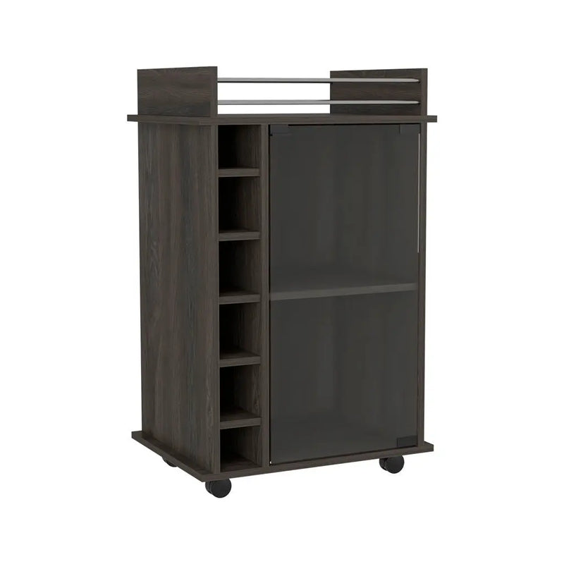Set of Two Espresso and Black Wood Wheel Furniture Set Homeroots Kitchen & Dining