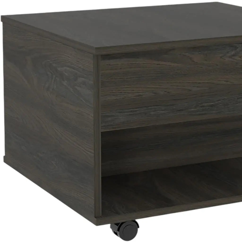 Set of Two Espresso and Black Wood Wheel Furniture Set Homeroots Kitchen & Dining