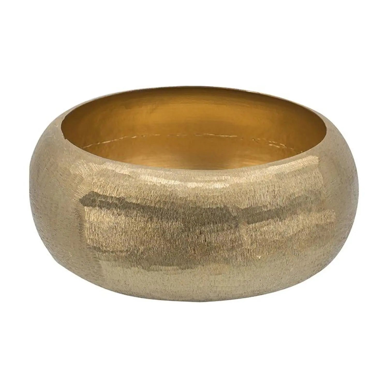 Set of Two Gold Aluminum Hammered Round Centerpiece Bowls Homeroots Kitchen & Dining
