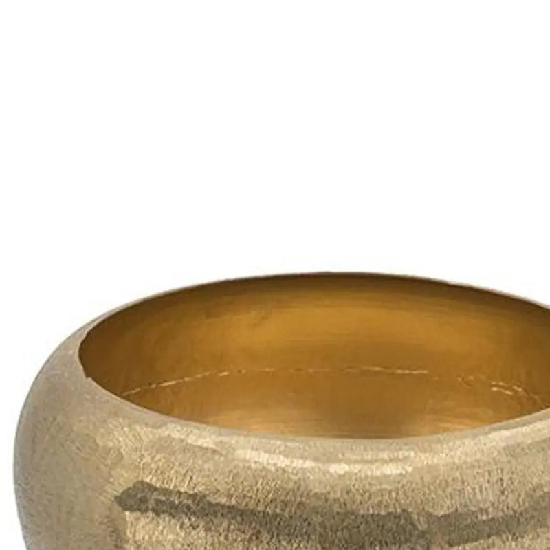 Set of Two Gold Aluminum Hammered Round Centerpiece Bowls Homeroots Kitchen & Dining