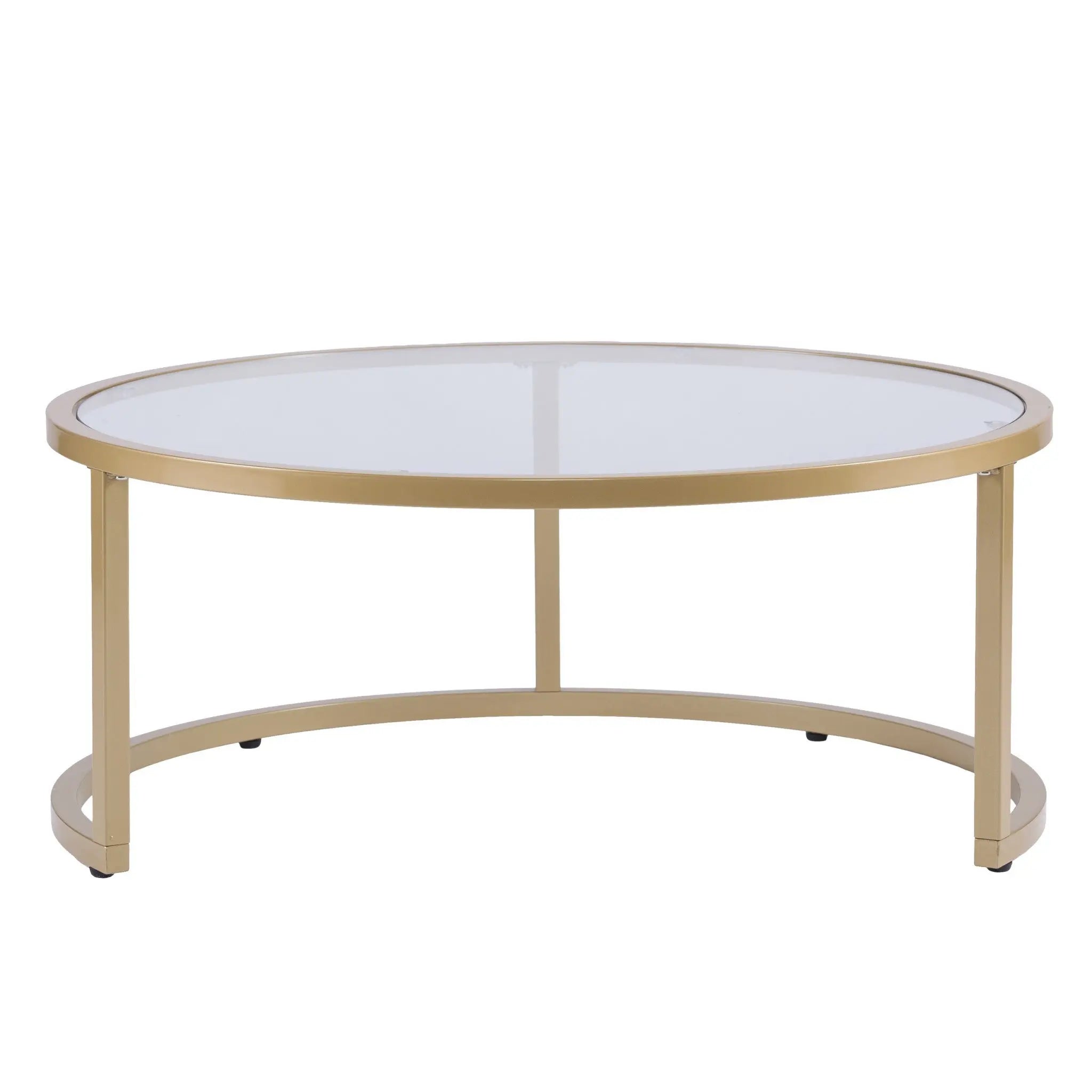 Set of Two Gold Glass Round Nested Coffee Tables Homeroots Living Room