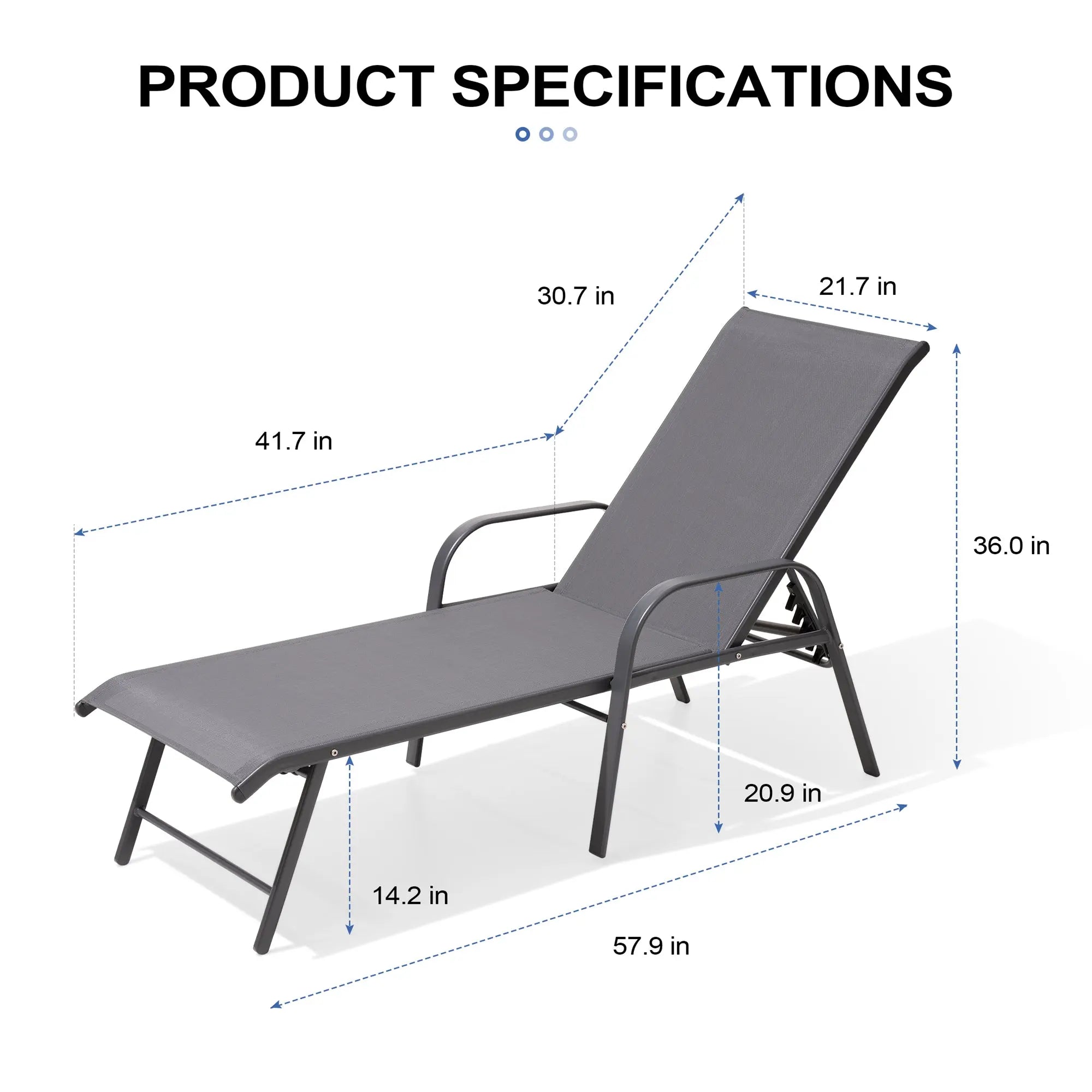 Set of Two Gray Aluminum Six Position Adjustable Outdoor Stacking Chaise Lounges Homeroots Outdoor