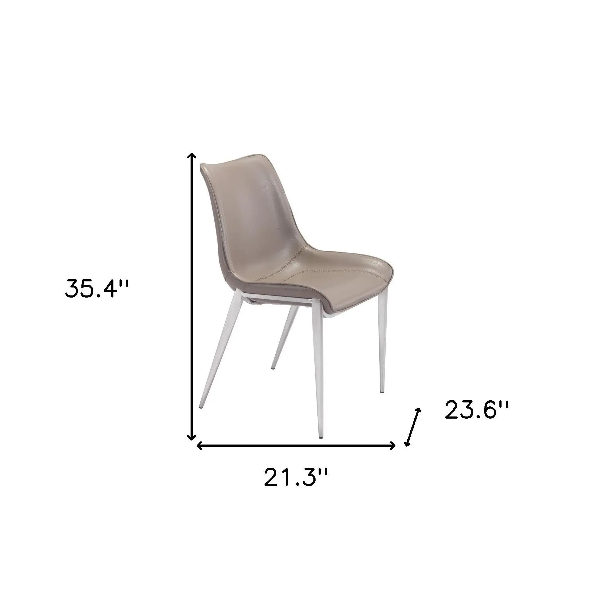 Set of Two Gray And Silver Upholstered Faux Leather Dining Side Chairs Homeroots Kitchen & Dining