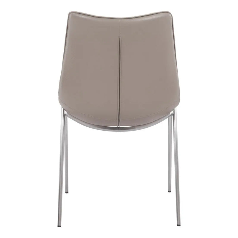 Set of Two Gray And Silver Upholstered Faux Leather Dining Side Chairs Homeroots Kitchen & Dining