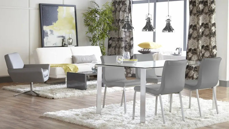Set of Two Gray And Silver Upholstered Leather Dining Side Chairs Homeroots Kitchen & Dining