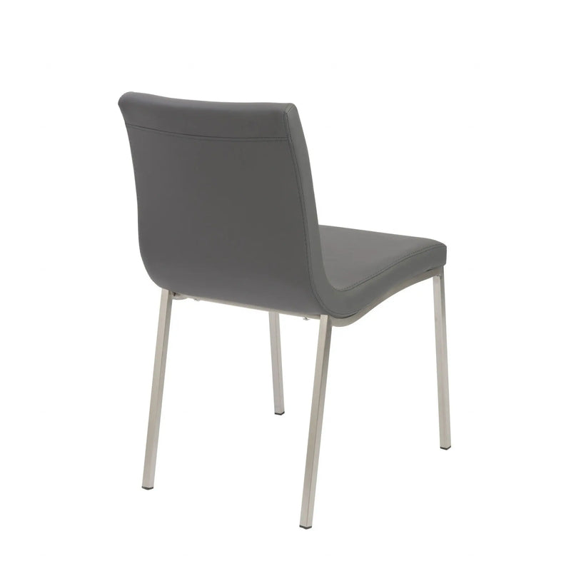 Set of Two Gray And Silver Upholstered Leather Dining Side Chairs Homeroots Kitchen & Dining