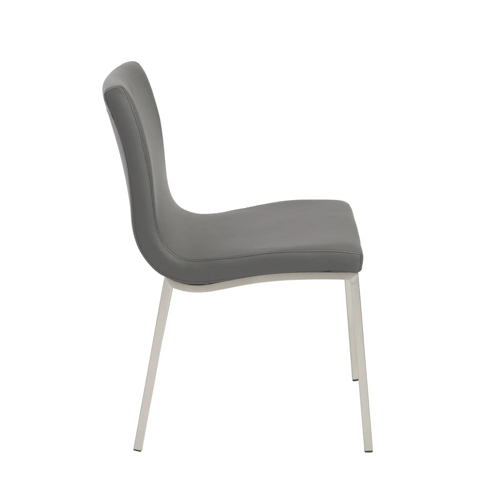Set of Two Gray And Silver Upholstered Leather Dining Side Chairs Homeroots Kitchen & Dining