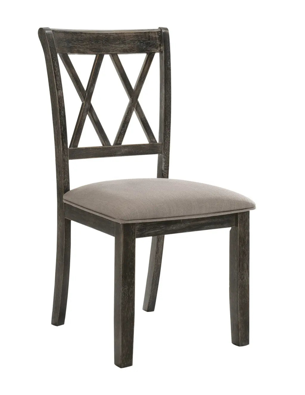 Set of Two Gray Fabric Cross Back Dining Side Chairs Homeroots Kitchen & Dining