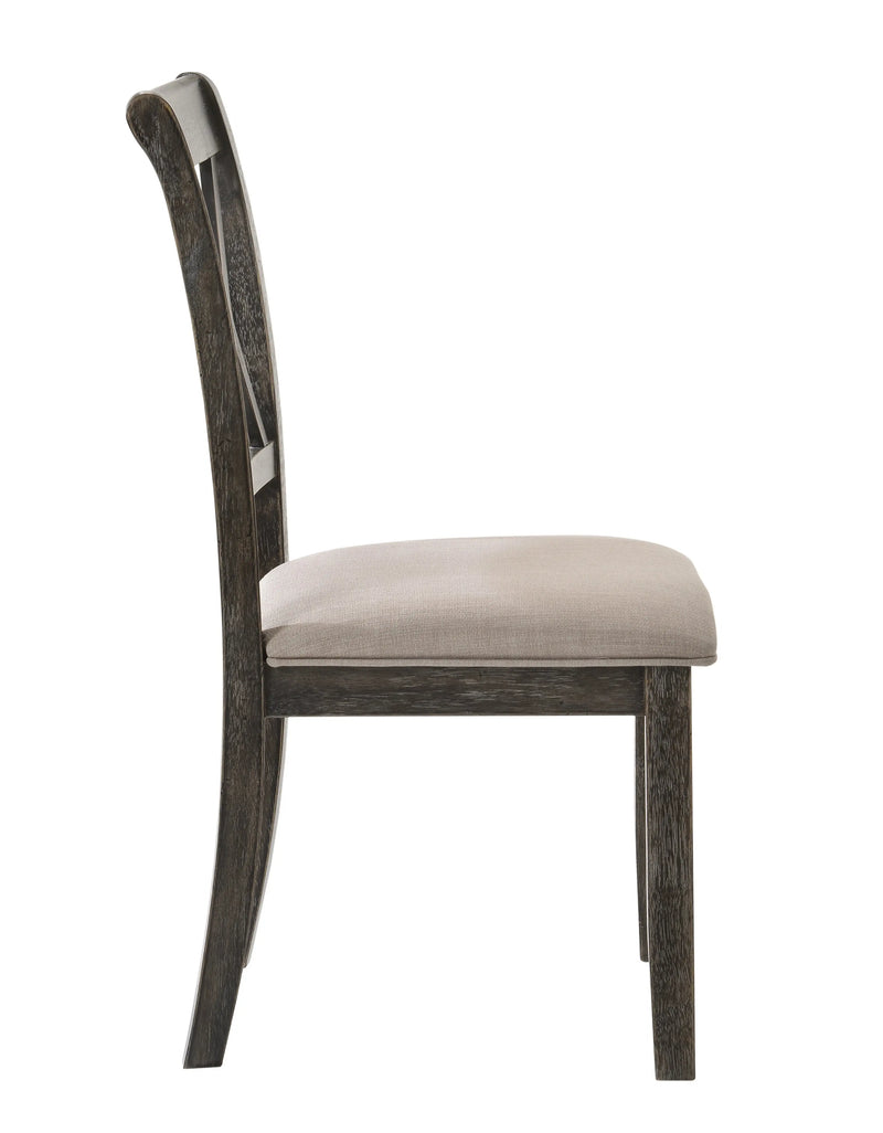 Set of Two Gray Fabric Cross Back Dining Side Chairs Homeroots Kitchen & Dining