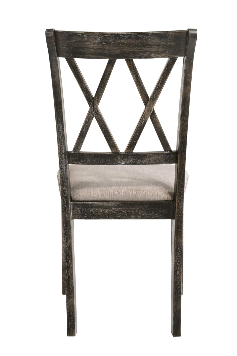 Set of Two Gray Fabric Cross Back Dining Side Chairs Homeroots Kitchen & Dining