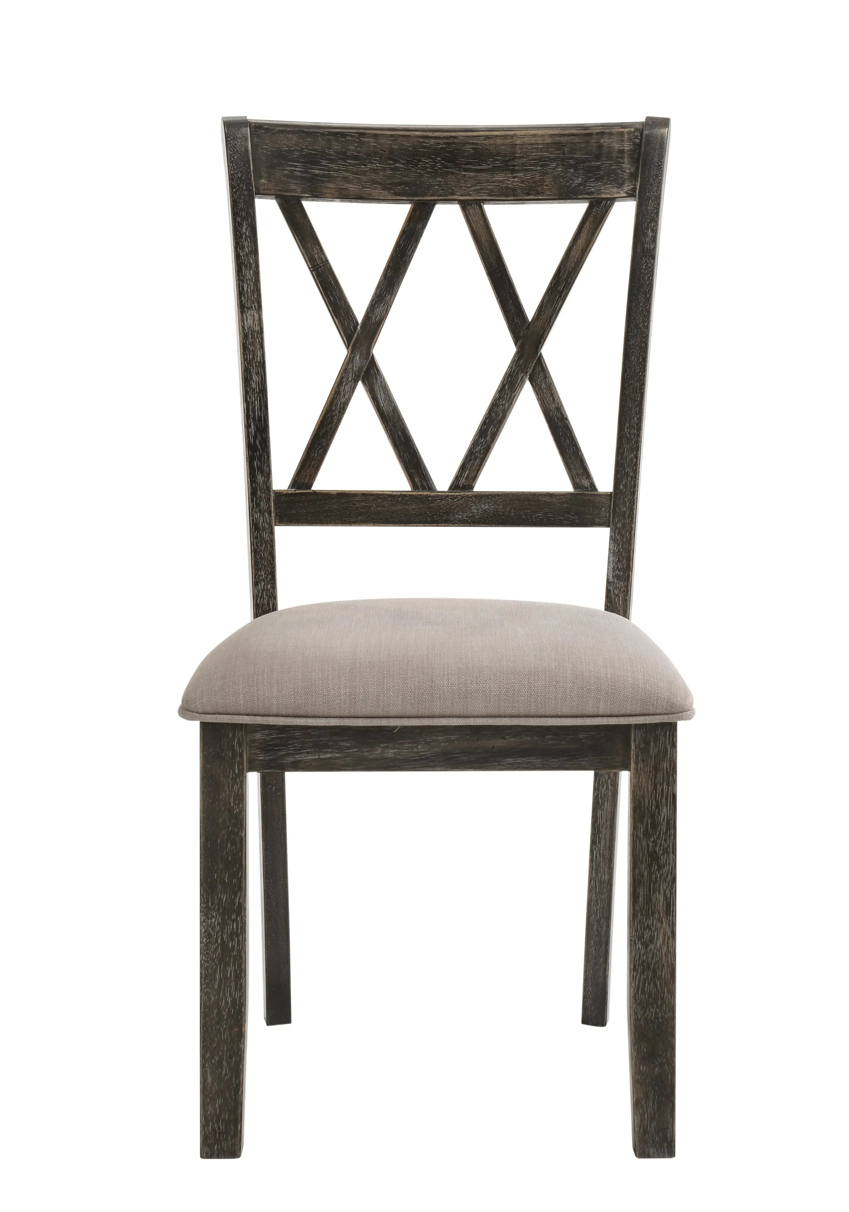 Set of Two Gray Fabric Cross Back Dining Side Chairs Homeroots Kitchen & Dining
