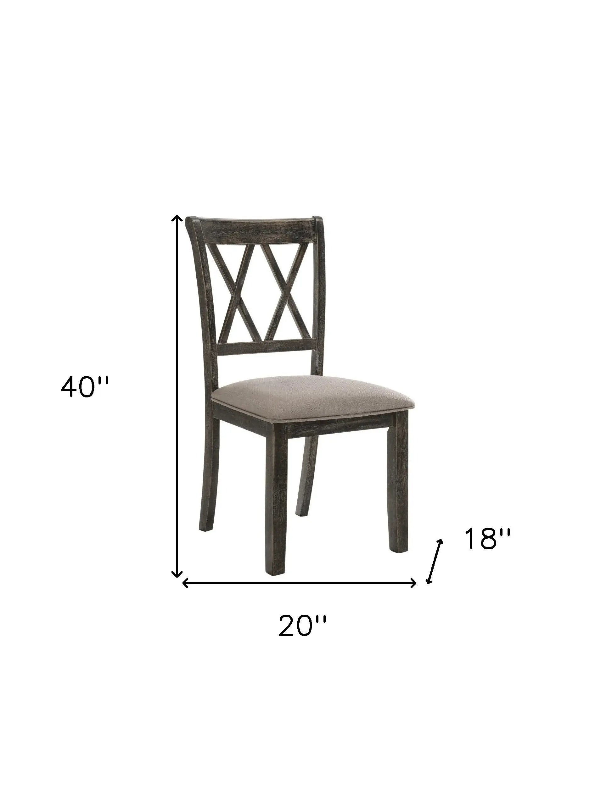 Set of Two Gray Fabric Cross Back Dining Side Chairs Homeroots Kitchen & Dining