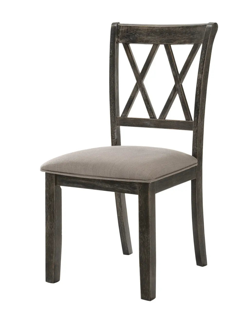 Set of Two Gray Fabric Cross Back Dining Side Chairs Homeroots Kitchen & Dining
