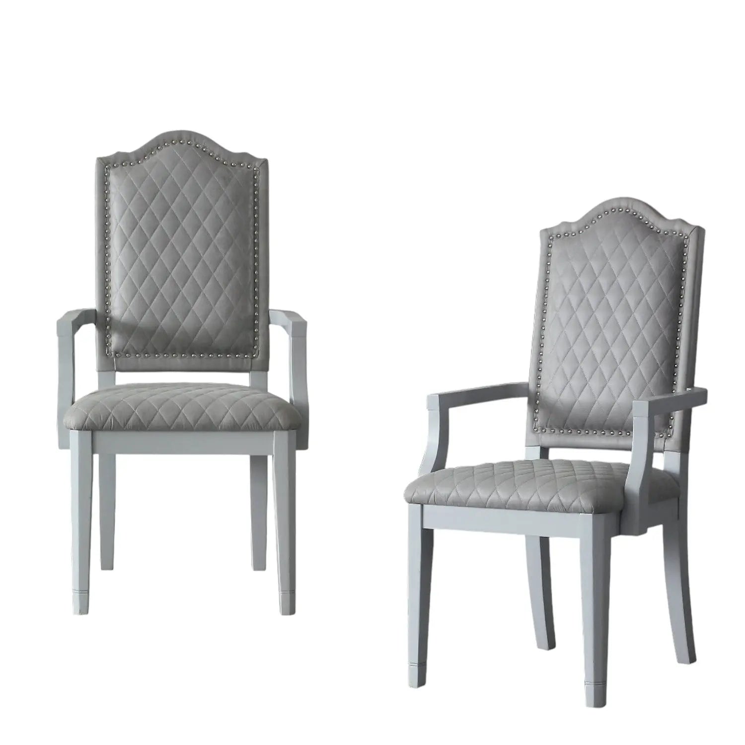 Set of Two Gray Fabric Dining Arm Chairs Homeroots Kitchen & Dining