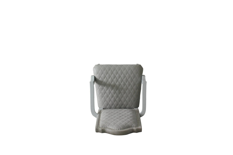 Set of Two Gray Fabric Dining Arm Chairs Homeroots Kitchen & Dining