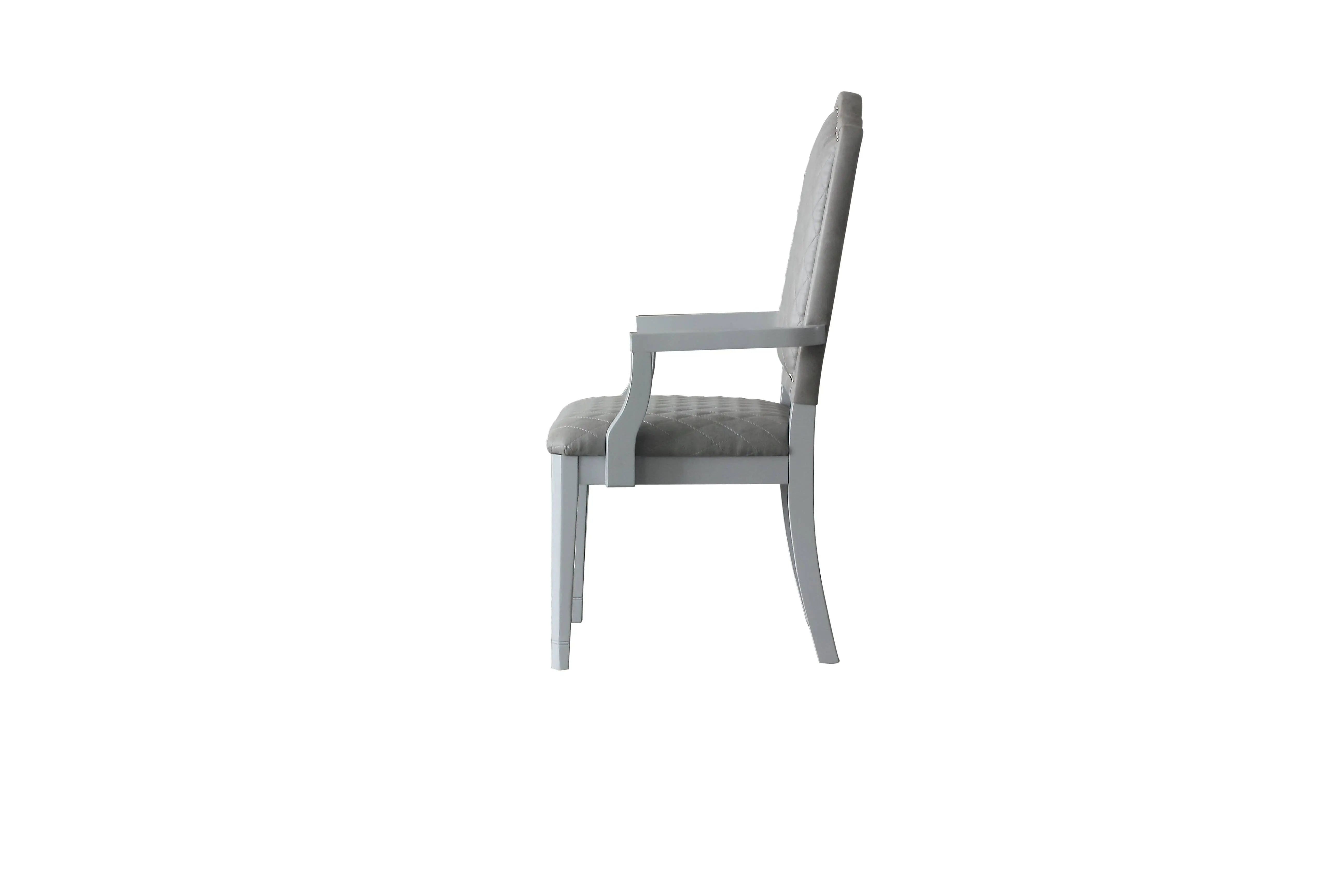 Set of Two Gray Fabric Dining Arm Chairs Homeroots Kitchen & Dining