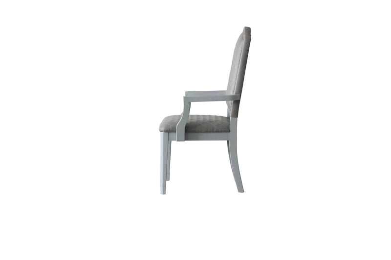 Set of Two Gray Fabric Dining Arm Chairs Homeroots Kitchen & Dining