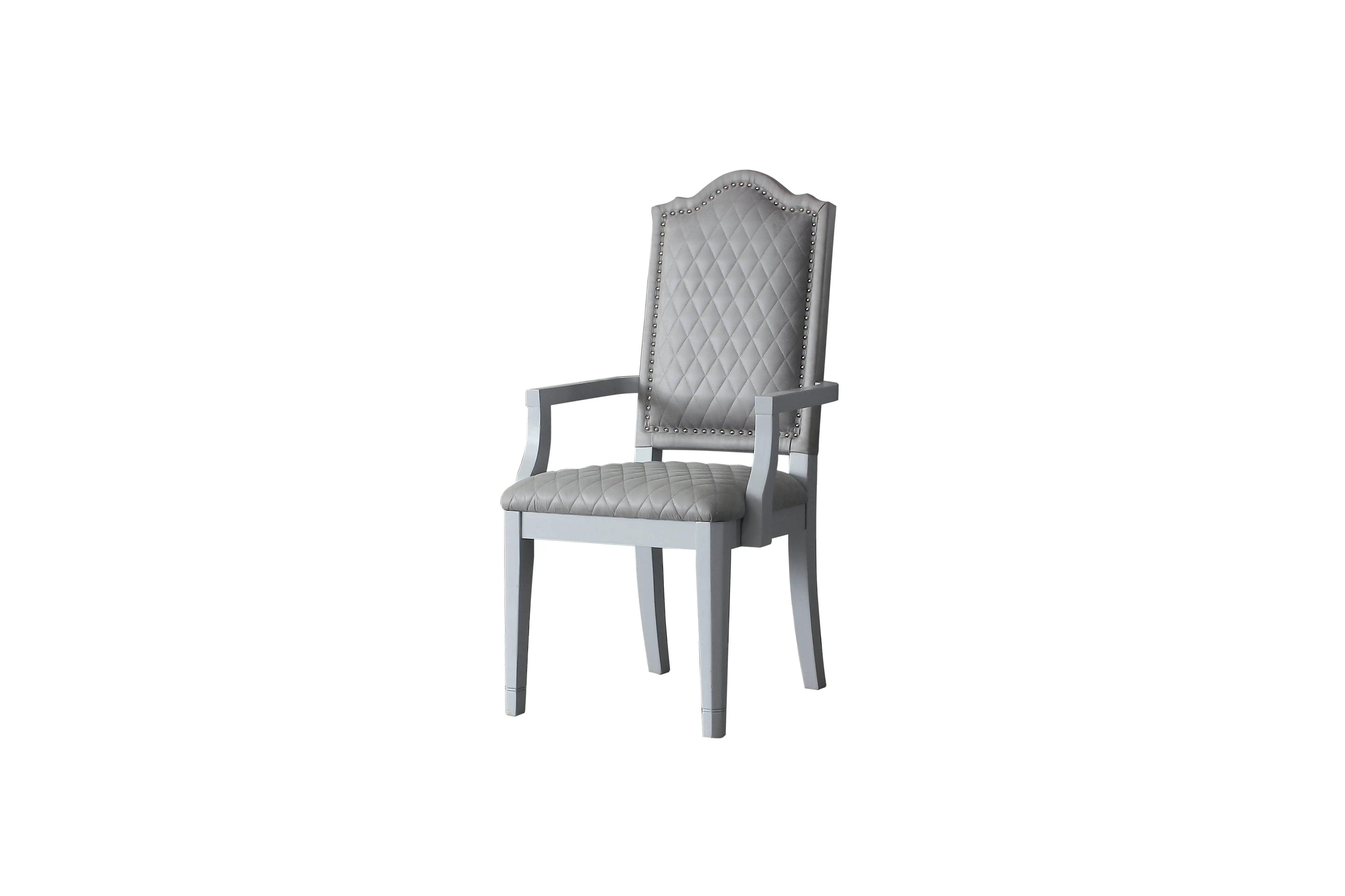 Set of Two Gray Fabric Dining Arm Chairs Homeroots Kitchen & Dining