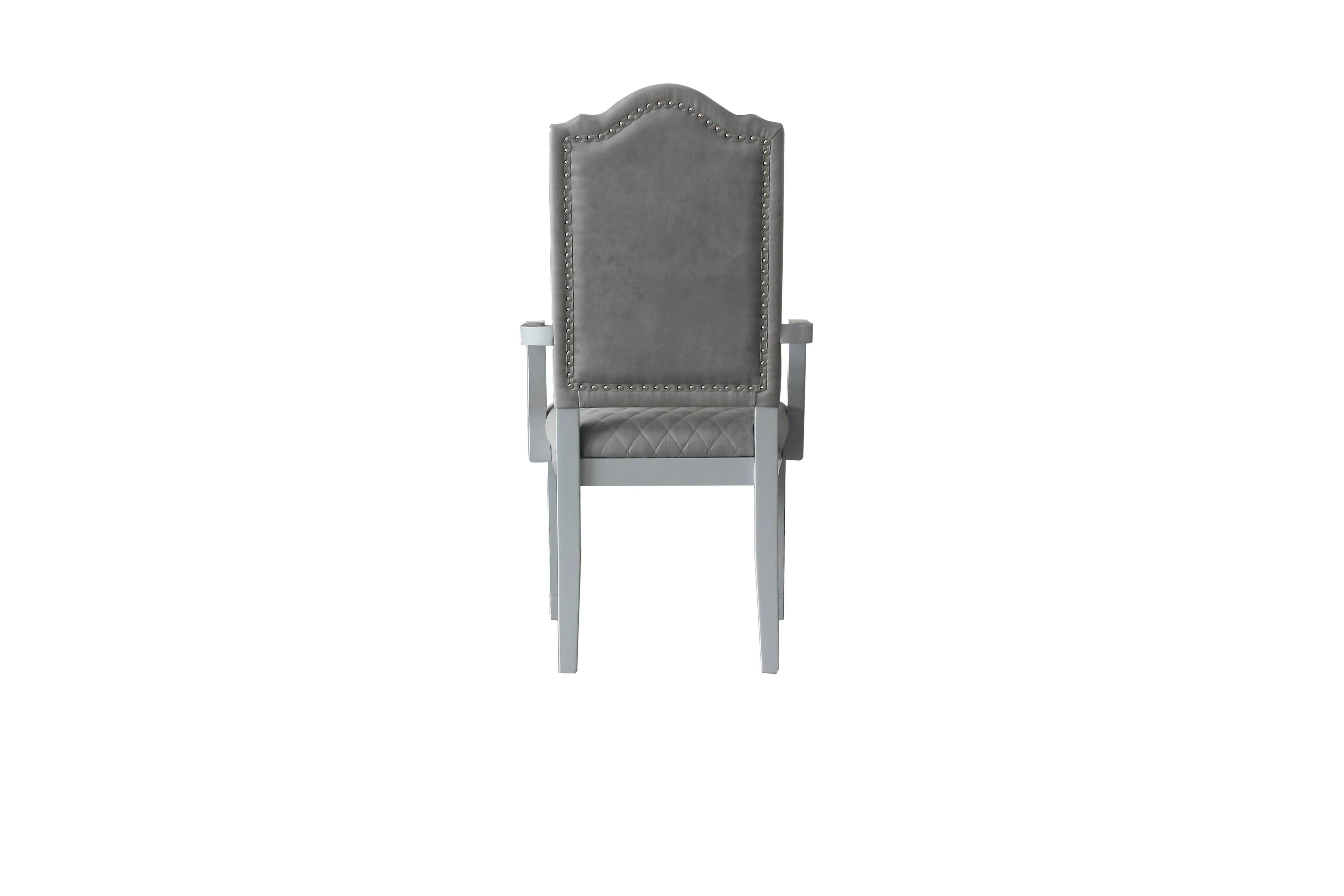 Set of Two Gray Fabric Dining Arm Chairs Homeroots Kitchen & Dining