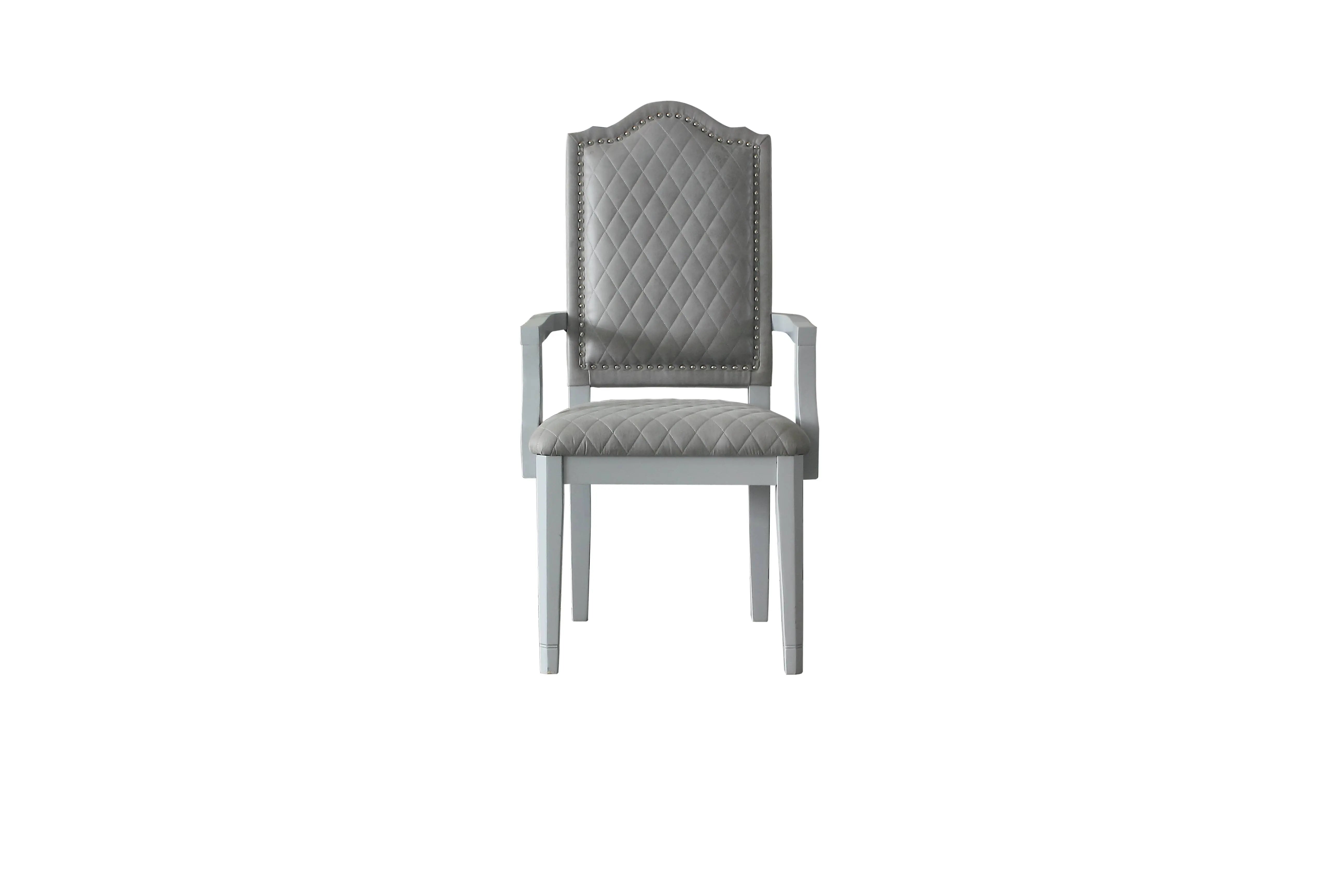 Set of Two Gray Fabric Dining Arm Chairs Homeroots Kitchen & Dining