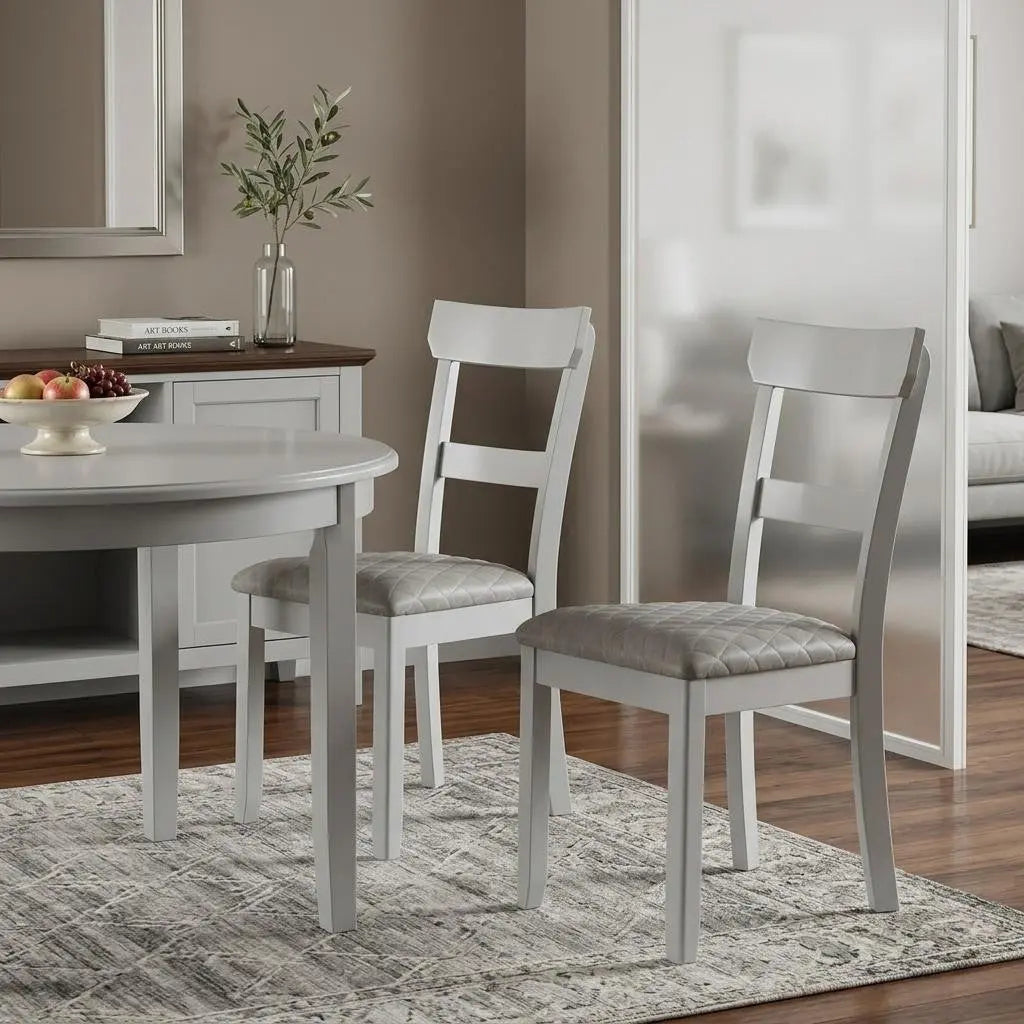 Set of Two Gray Fabric Open Back Dining Side Chairs Homeroots Kitchen & Dining