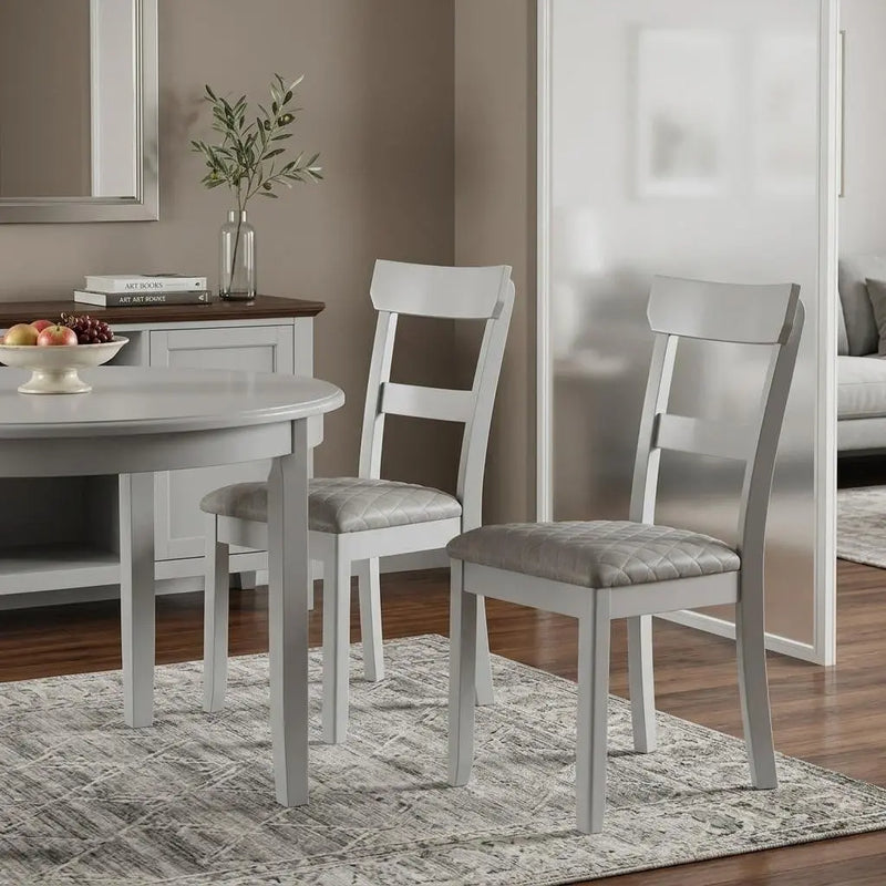 Set of Two Gray Fabric Open Back Dining Side Chairs Homeroots Kitchen & Dining