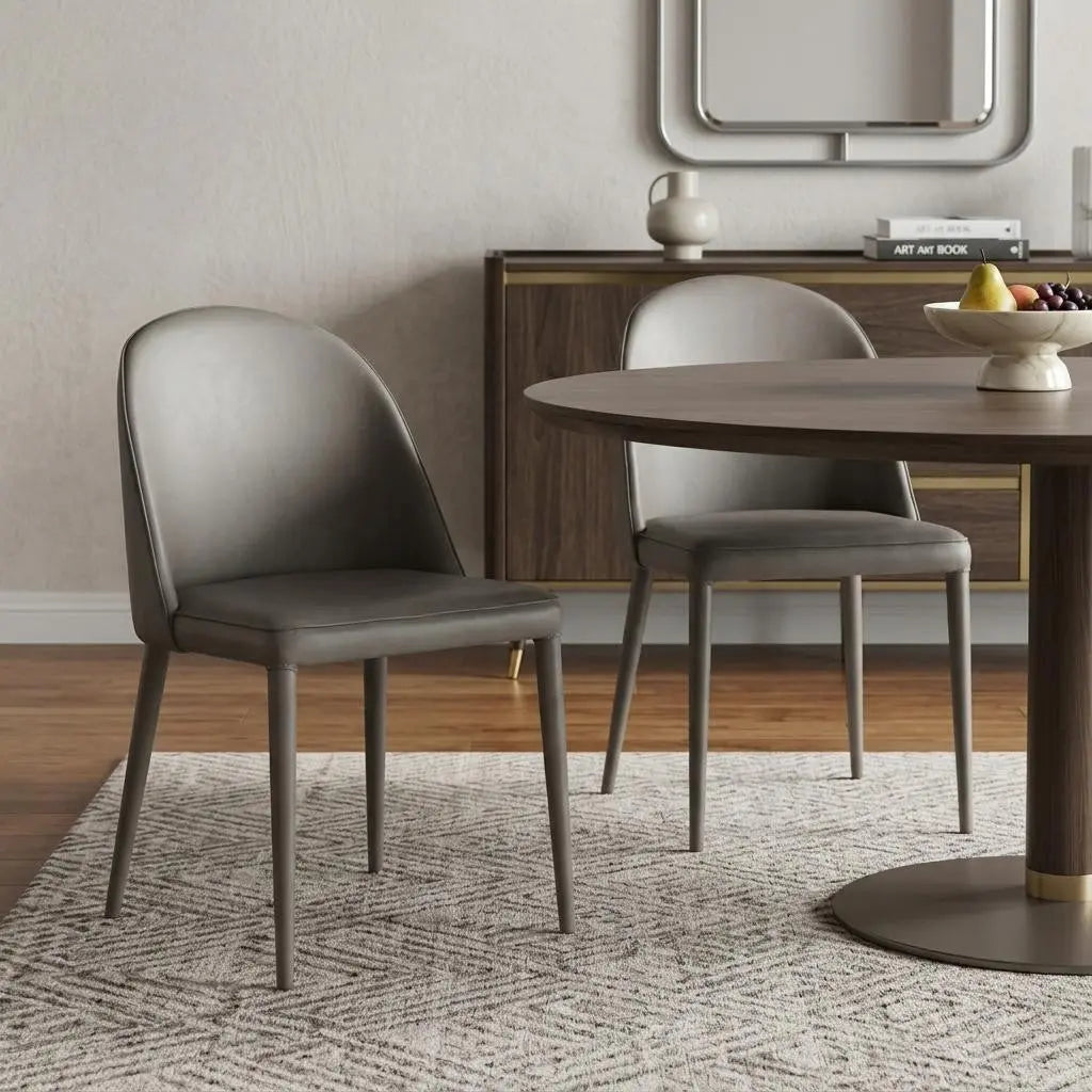 Set of Two Gray Faux Leather Dining Side Chairs Homeroots Kitchen & Dining