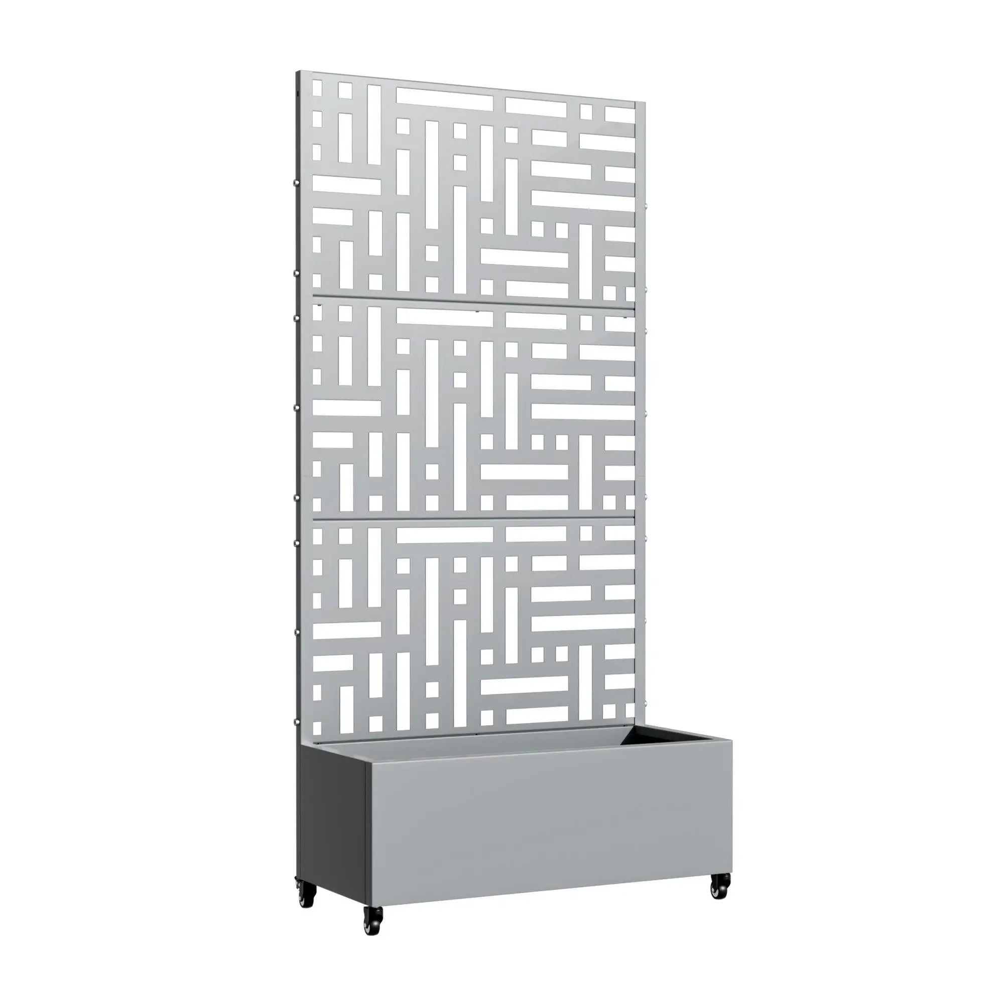 Set of Two Gray Geometric Galvanized Metal Rectangular Planter Box Homeroots Outdoor