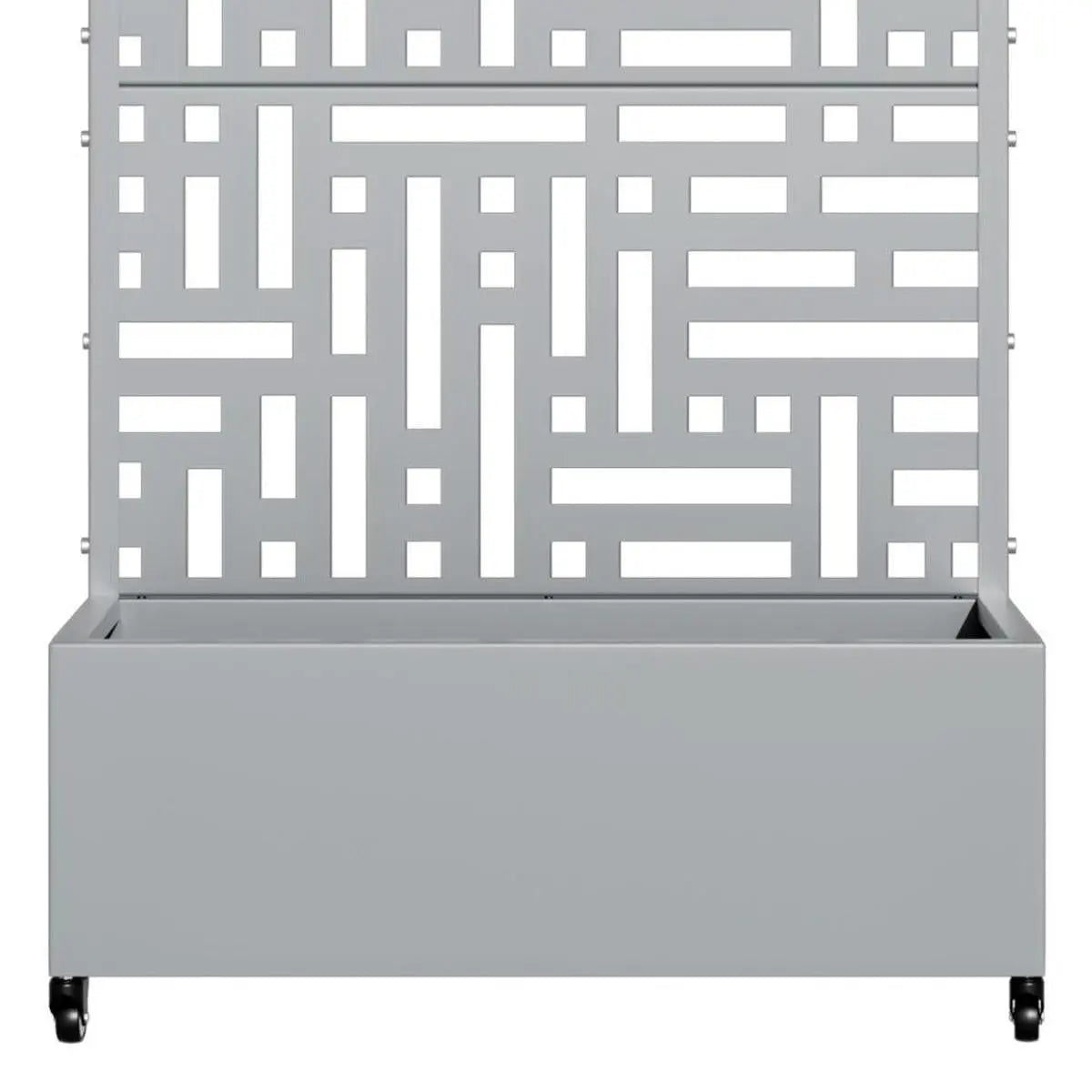 Set of Two Gray Geometric Galvanized Metal Rectangular Planter Box Homeroots Outdoor