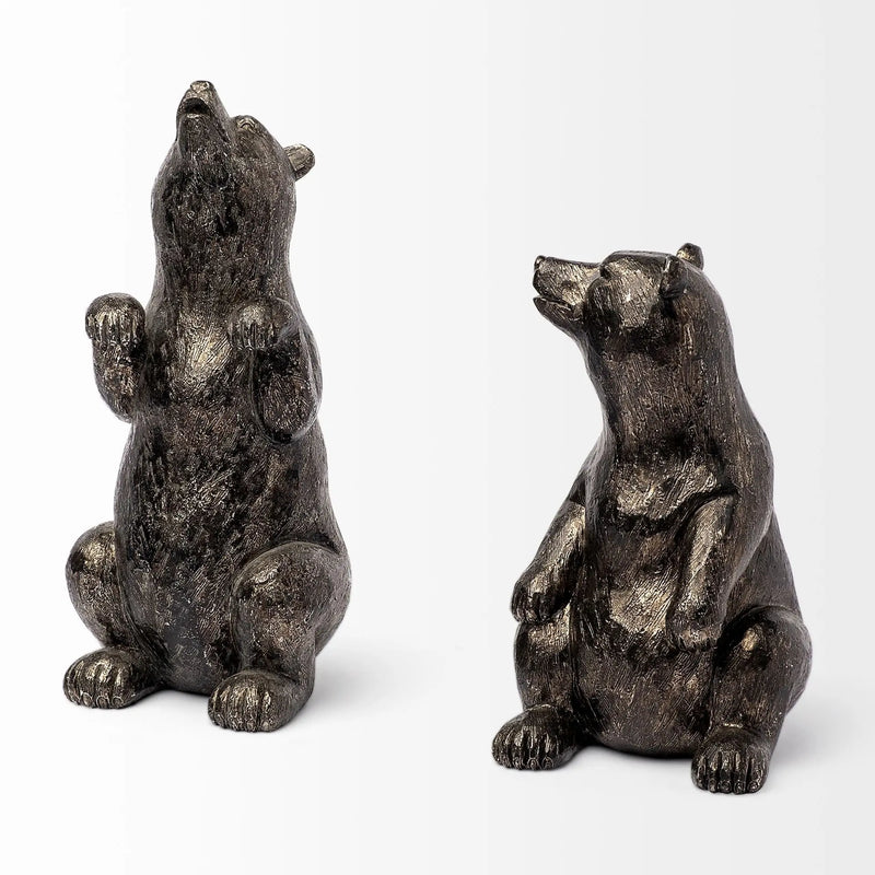 Set of Two Gray Resin Bear Decorative Bookends Homeroots Home Decor