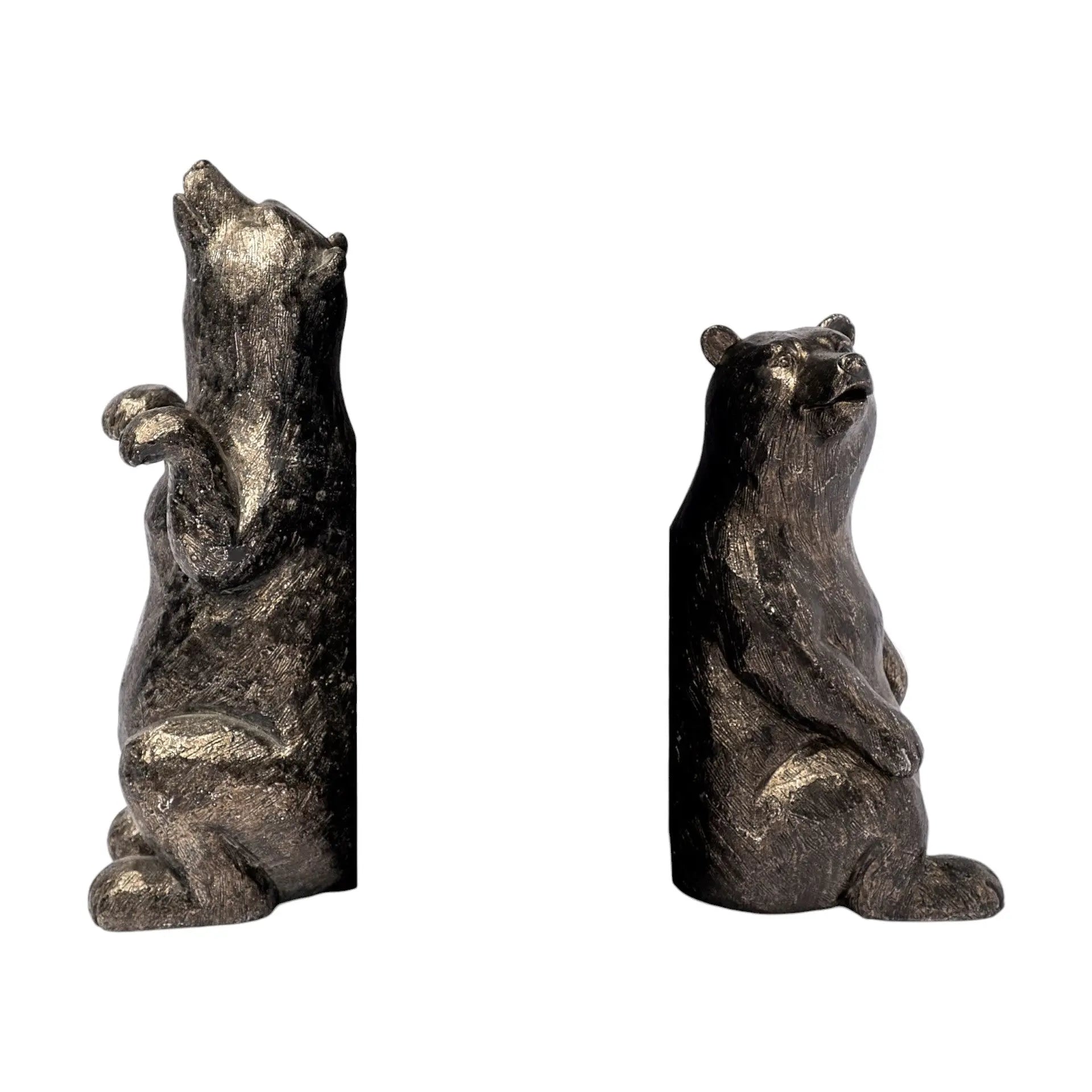 Set of Two Gray Resin Bear Decorative Bookends Homeroots Home Decor