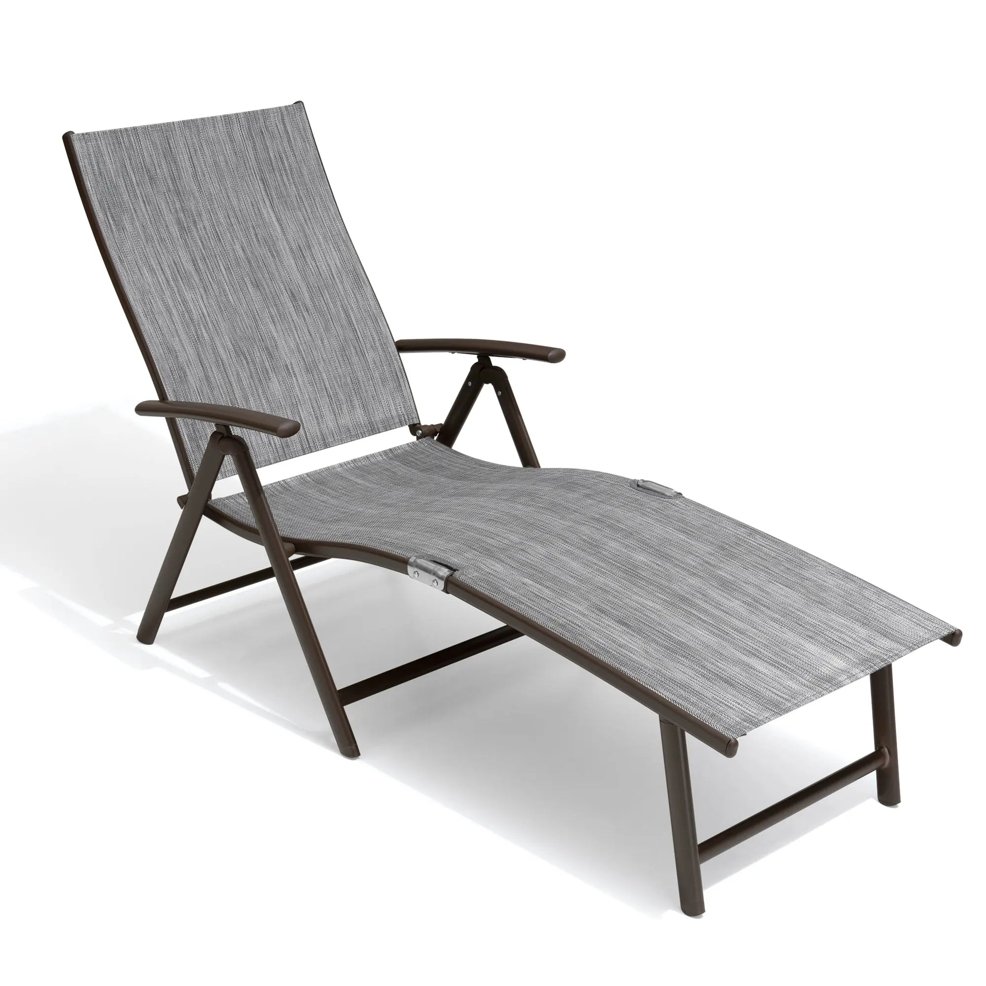 Set of Two Gray Steel Six Position Adjustable Outdoor Chaise Lounges Homeroots Outdoor