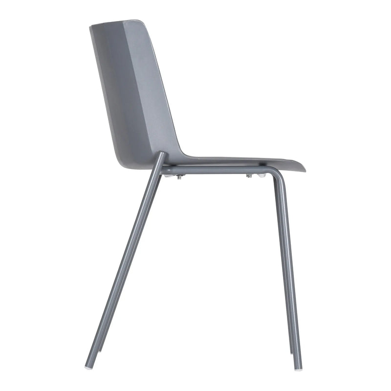 Set of Two Gray Steel and Heavy Duty Plastic Dining Side Chairs Homeroots Kitchen & Dining