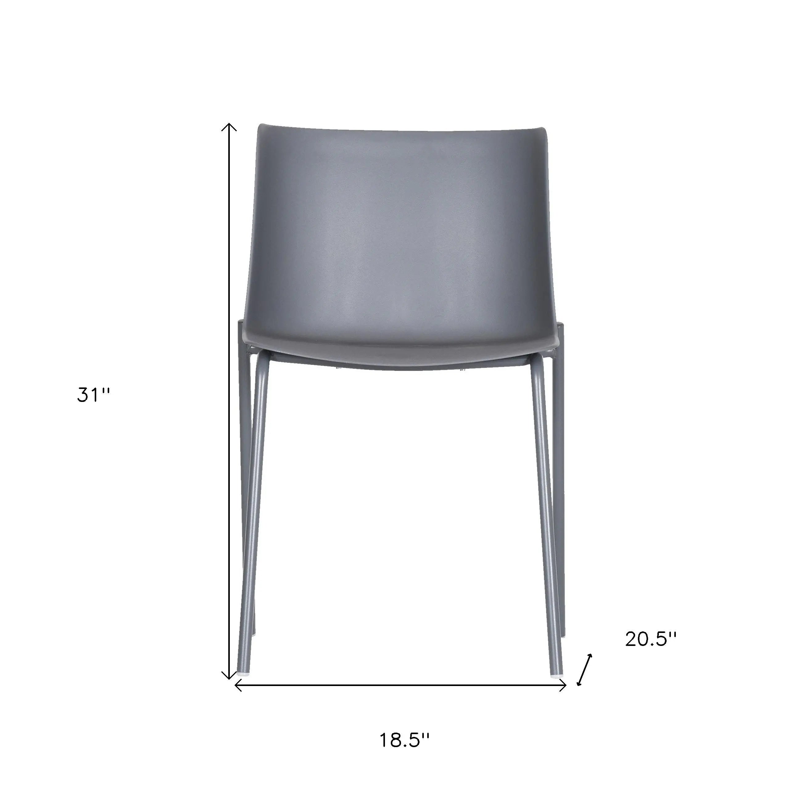 Set of Two Gray Steel and Heavy Duty Plastic Dining Side Chairs Homeroots Kitchen & Dining