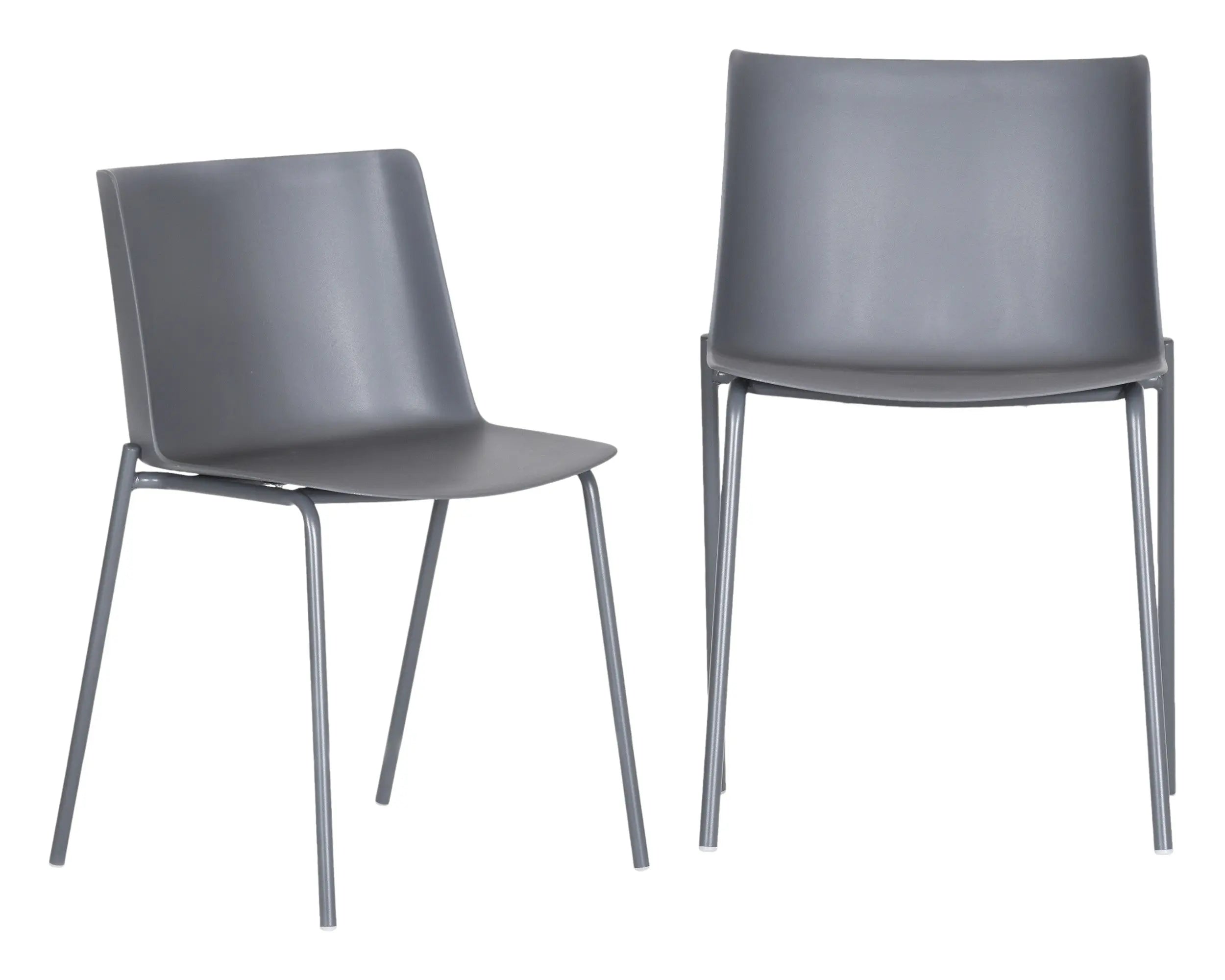 Set of Two Gray Steel and Heavy Duty Plastic Dining Side Chairs Homeroots Kitchen & Dining
