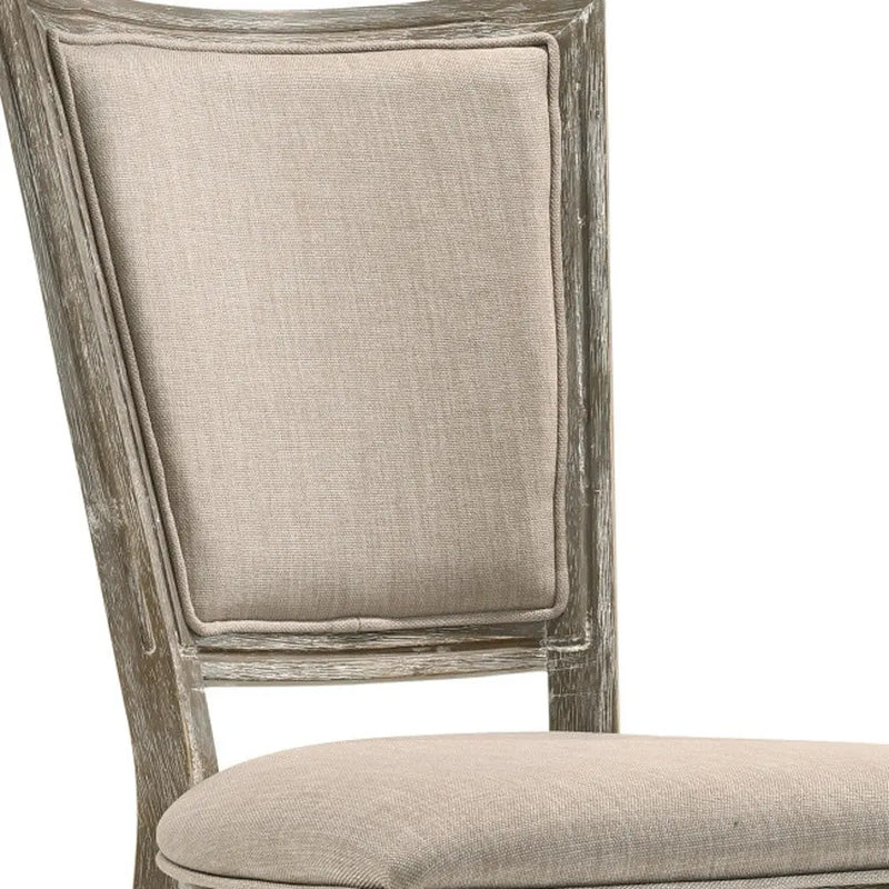 Set of Two Gray Upholstered Fabric And Solid Wood Dining Side Chairs Homeroots Kitchen & Dining