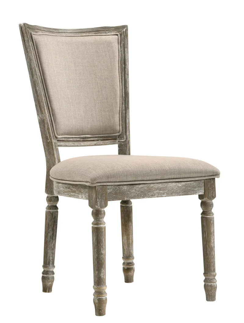 Set of Two Gray Upholstered Fabric And Solid Wood Dining Side Chairs Homeroots Kitchen & Dining
