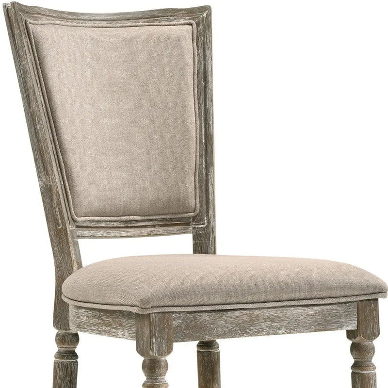 Set of Two Gray Upholstered Fabric And Solid Wood Dining Side Chairs Homeroots Kitchen & Dining