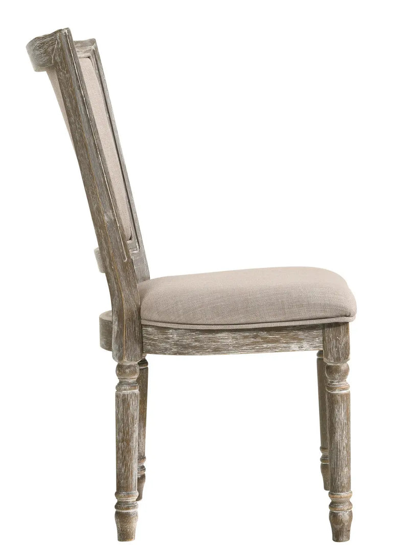 Set of Two Gray Upholstered Fabric And Solid Wood Dining Side Chairs Homeroots Kitchen & Dining