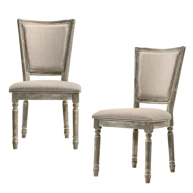 Set of Two Gray Upholstered Fabric And Solid Wood Dining Side Chairs Homeroots Kitchen & Dining
