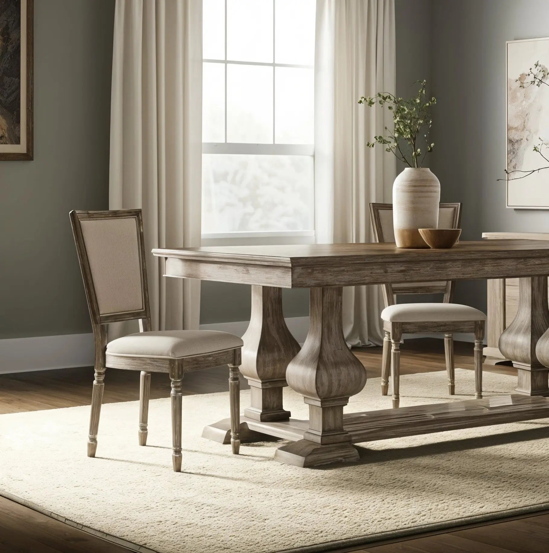 Set of Two Gray Upholstered Fabric And Solid Wood Dining Side Chairs Homeroots Kitchen & Dining