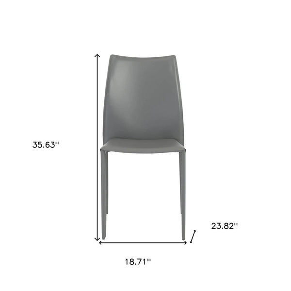 Set of Two Gray Upholstered Leather Dining Side Chairs Homeroots Kitchen & Dining