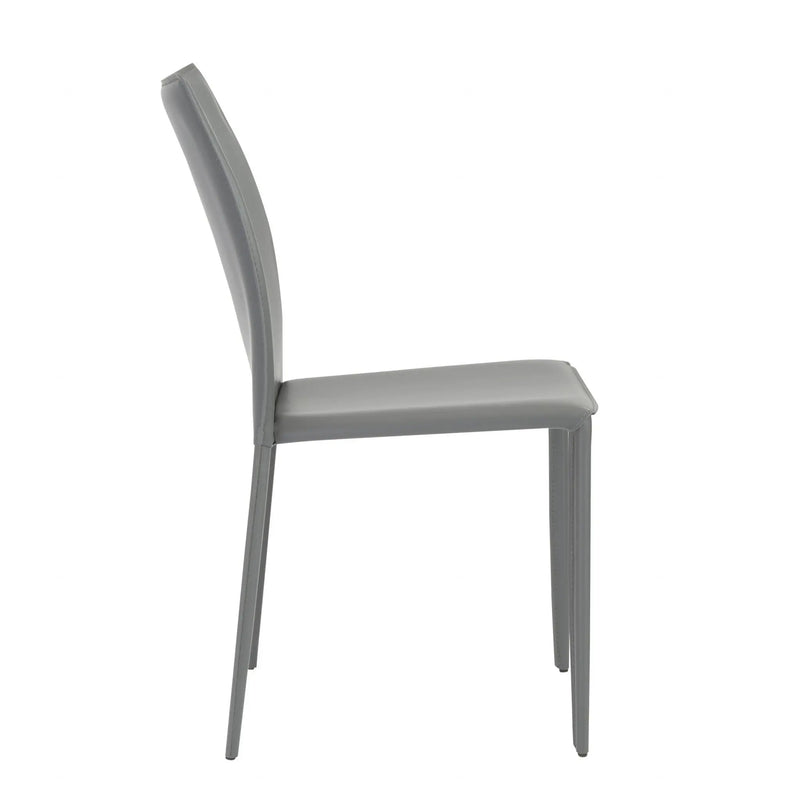 Set of Two Gray Upholstered Leather Dining Side Chairs Homeroots Kitchen & Dining