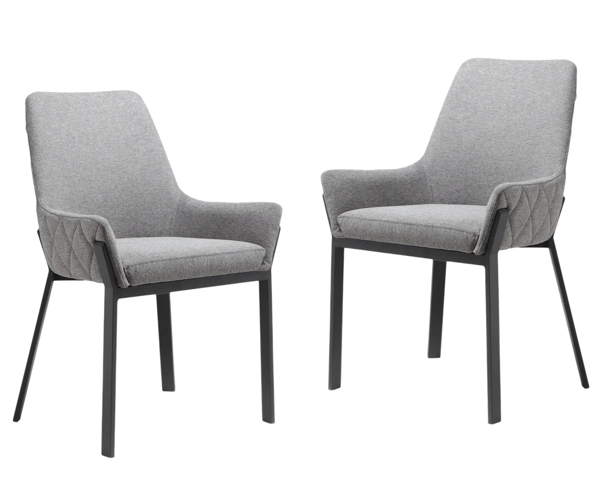 Set of Two Gray Upholstery Dining Arm Chairs Homeroots Kitchen & Dining